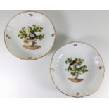 A pair of 19thC. Meissen bird dishes, one with sma