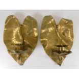 A pair of late Victorian brass wall sconces with c
