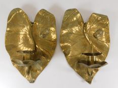 A pair of late Victorian brass wall sconces with c