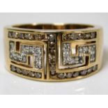A 9ct gold ring set with diamonds, lacking two sto