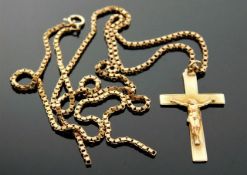 A 9ct gold chain a/f with 9ct gold crucifix 8.2g