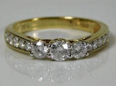 A 9ct gold diamond ring set with approx. 1ct diamo