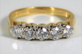 An 18ct gold ring set with approx. 0.82ct diamonds