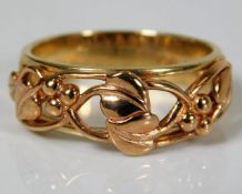 A 9ct Welsh rose coloured Clogau gold ring of organic design 4.5g size P