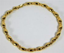A ladies 14ct gold bracelet 7.6g 7.5in long