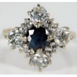 An 18ct white gold ring set with sapphire & approx