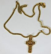 A 14ct gold necklace & Celtic style cross 19.5in l