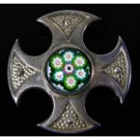 A silver Celtic style Caithness brooch with millefi