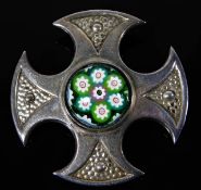 A silver Celtic style Caithness brooch with millefi