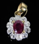 A 9ct gold pendant set with diamond & ruby 1g