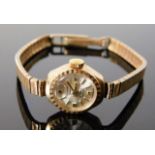 A 9ct gold strap & case ladies Delvina wristwatch