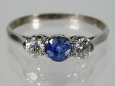 An antique 18ct white gold ring set with sapphire