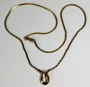 A 9ct gold necklace with diamond set pendant 16in