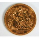 A 1912 half sovereign gold coin