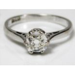 An 18ct white gold ring set with old cut solitaire diamond of approx. 0.75ct of good colour & clarit