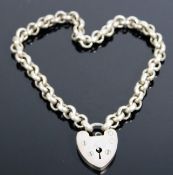 A silver bracelet with padlock clasp 15.75g