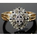 A 9ct gold diamond cluster ring of 0.5ct diamonds