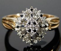 A 9ct gold diamond cluster ring of 0.5ct diamonds