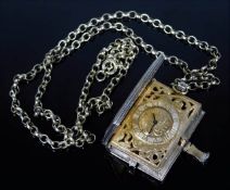 A silver gilt necklace & novelty book pendant as t