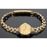 A 9ct gold strap & case ladies wristwatch 13.4g in