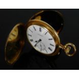 A 14ct gold full hunter pocket watch by J. Rausche