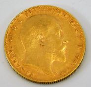 A 1906 Edwardian full gold sovereign