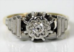 A yellow metal art deco period ring, tests as 18ct