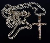 A 9ct gold chain with crucifix 17in long 11.3g