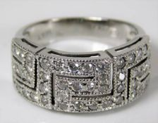 An 18ct white gold ring set with approx. 1ct diamo
