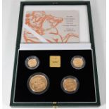 A UK 2000 gold proof coin collection £5, £2, full gold sovereign & half gold sovereign 67.78 grams