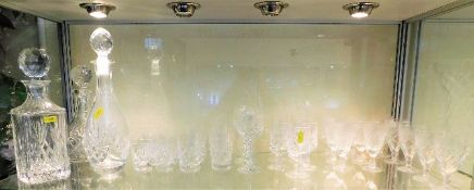 Three cut glass decanters & a quantity of similar