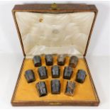 A cased set of twelve French silver art nouveau sh