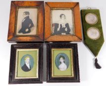 A pair of framed 19thC. watercolour portraits twin