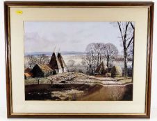 Four framed Rowland Hilder prints, one signed