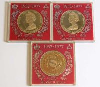 Three 1977 Silver Jubilee proof finish crowns