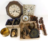 A boxed quantity of various clock parts