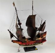 A model of ship 21in long x 27in high - "Honi Soit