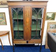 A c.1900 glass fronted inlaid mahogany display cab