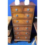 A mahogany tall boy chest of drawers 46in high x 1
