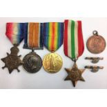 A WW1 medal set awarded to Pte. F. Preston A.S.C. 127991 later DUR F. twined with a WW2 Italy Star &