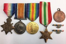 A WW1 medal set awarded to Pte. F. Preston A.S.C. 127991 later DUR F. twined with a WW2 Italy Star &