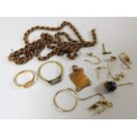 A quantity of 9ct gold & yellow metal items mostly