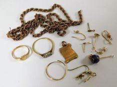 A quantity of 9ct gold & yellow metal items mostly