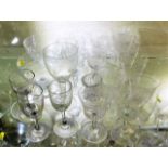 A quantity of mixed drinking glasses including a c