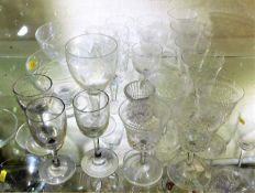 A quantity of mixed drinking glasses including a c