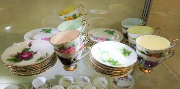 Thirty nine pieces of floral porcelain tea wares i