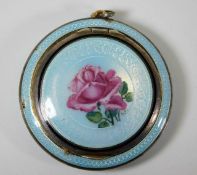 A French silver enamelled snuff box pendant with h