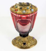 A 19thC. Bohemian glass crystal cup of lobbed shap