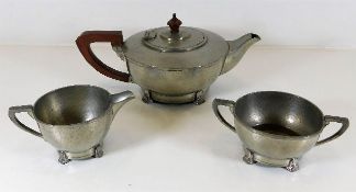 An art deco pewter tea set