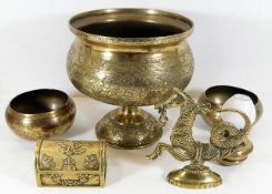 A good quality heavy gauge brass Asian footed bowl